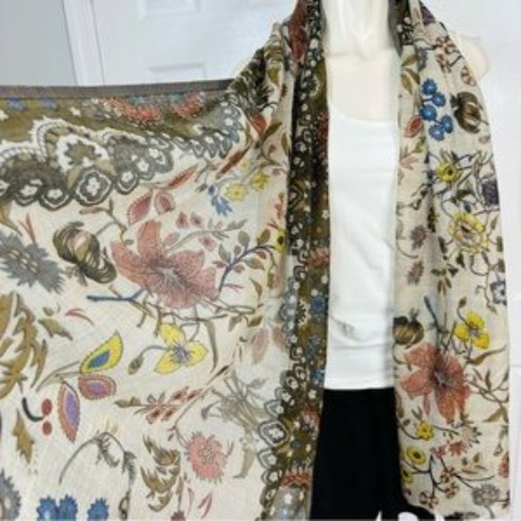 ARHAUS JEWELS wool and silk SCARF BOHO CHIC floral Paisley Bohemian artsy woodsy - Picture 1 of 5